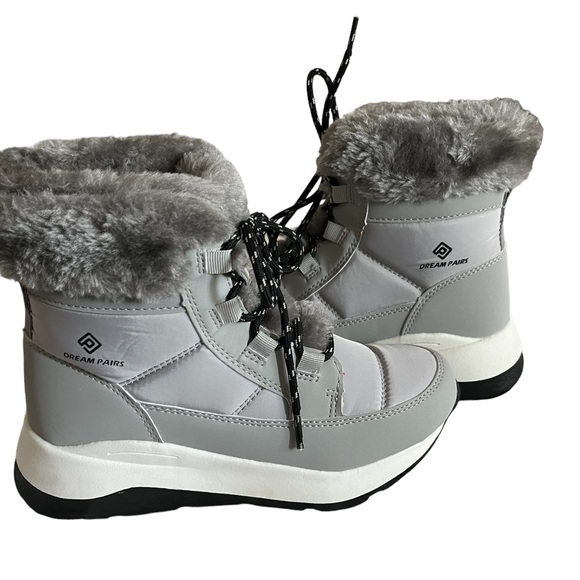 DREAM PAIRS FAUX FUR GRAY BOOTIES ANKLE SHOES NEW BOOTS waterproof winter 36-6 - Picture 3 of 7
